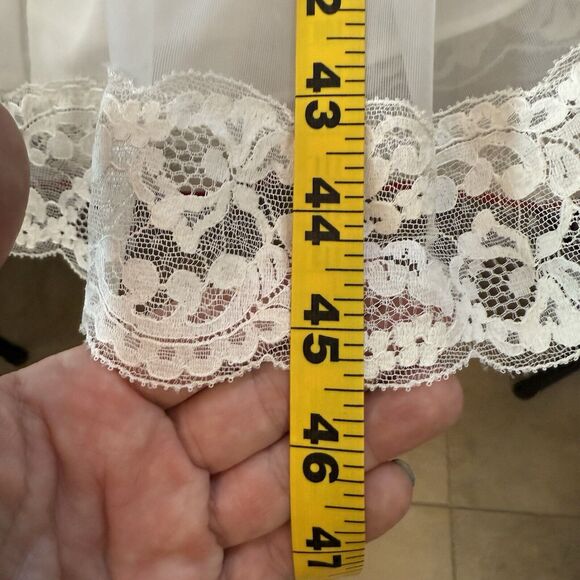 VTG Shadowline Peignoir Set Bridal Medium White Gown Nylon Double Chiffon Pearls - Picture 6 of 16